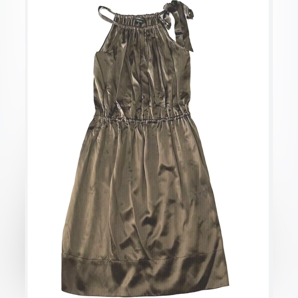 NWOT BCBG‎ Maxazria women's Silk sleeveless tie shoulder Dress -sz XS  - Brown